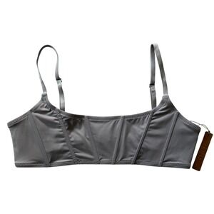 SKIMS Recycled Swim Corset Bikini Top Chrome Gray‎ Size XL New NWT